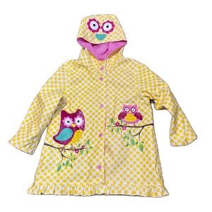 Wippette Yellow Polka Dot Kids Raincoat Owl Sz 4